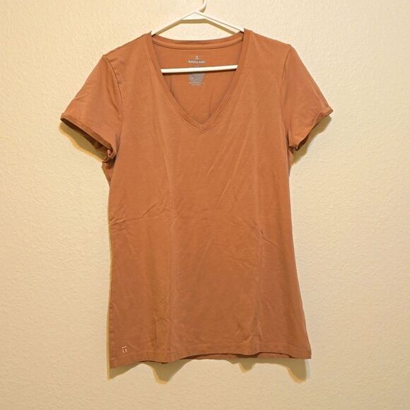 Tommy John Shirt Womens large tan V Neck Short Sleeve Tee Second Skin large - Picture 1 of 7